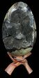 Septarian Dragon Egg Geode - Black Crystals #59688-1